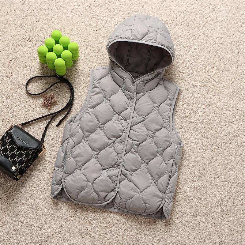 Arrivals Women Fashion Ultralight Thin Hooded Down Jackets Spring Winter Female Korean Slim Fit Sleeveless Puffer Coat