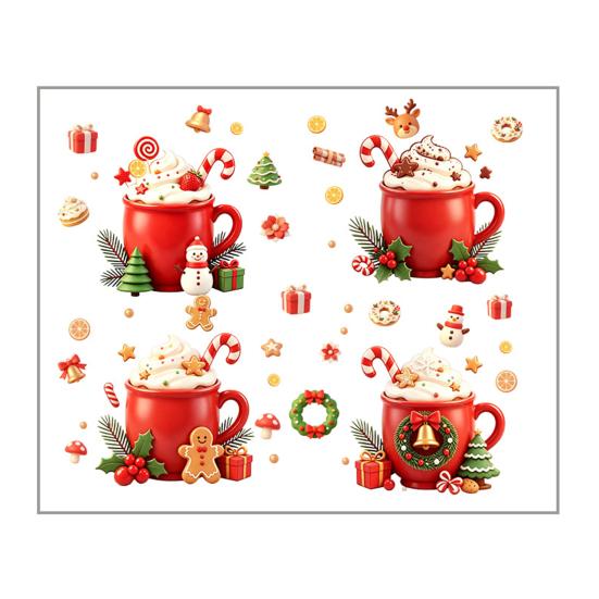 Self Adhesive Refrigerator Decor 2Pcs Christmas Hot Drinks Wall Stickers for Kitchen Cabinets, Self-Adhesive Art Holiday Fridge Decorations