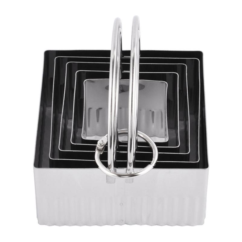 5Pcs/Set Stainless Steel Cookie Cutters with Handle Mousse Cake Baking Mold (BPA Free, No FDA)