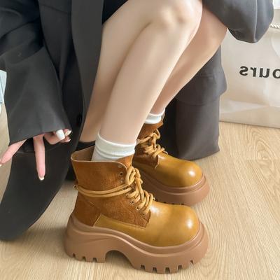 Retro brytyjskie buty Martin damskie 2025 jesień nowe smażone ulica high-end na grubej podeszwie podwyższające krótkie buty robocze