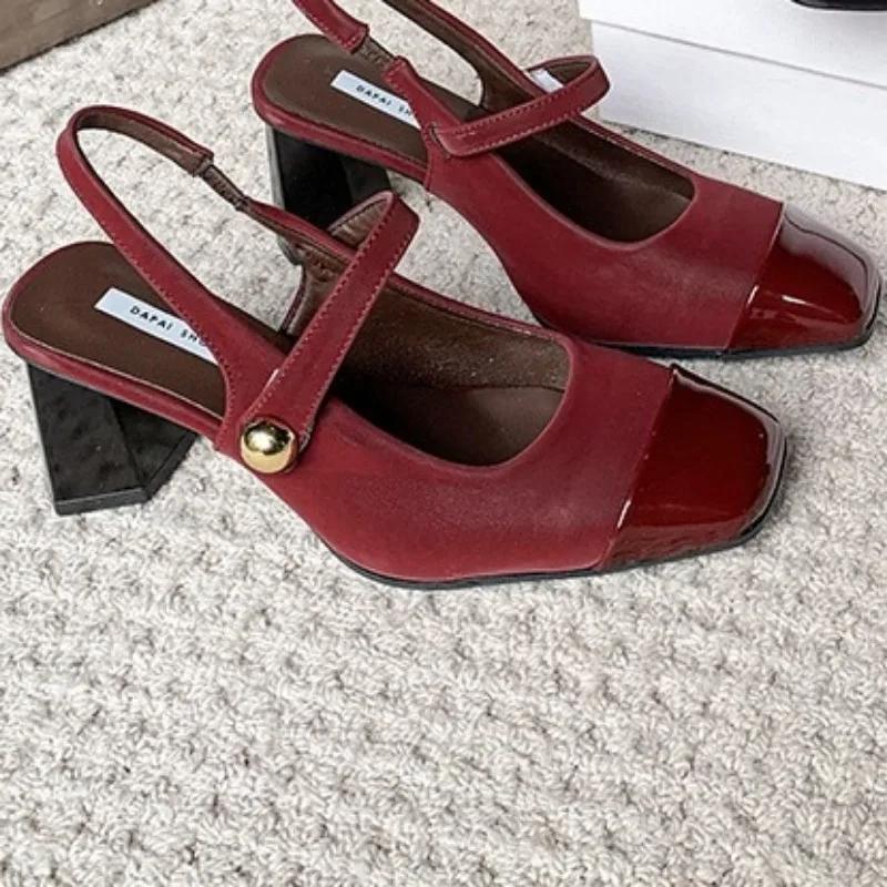 Fashion Women's Shoes 2025 Summer Slingbacks Women's High Heels Fashion Buckle Shoes Women New Office Pumps Ladies Square Toe Sandals