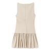 Women Summer Dress Sleeveless Bow Decor Pleated A-line Solid Color Mini Dress
