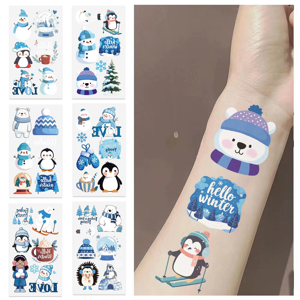 New Blue Winter Luminous Tattoo Stickers Waterproof Party Party Gift Funny Face Stickers