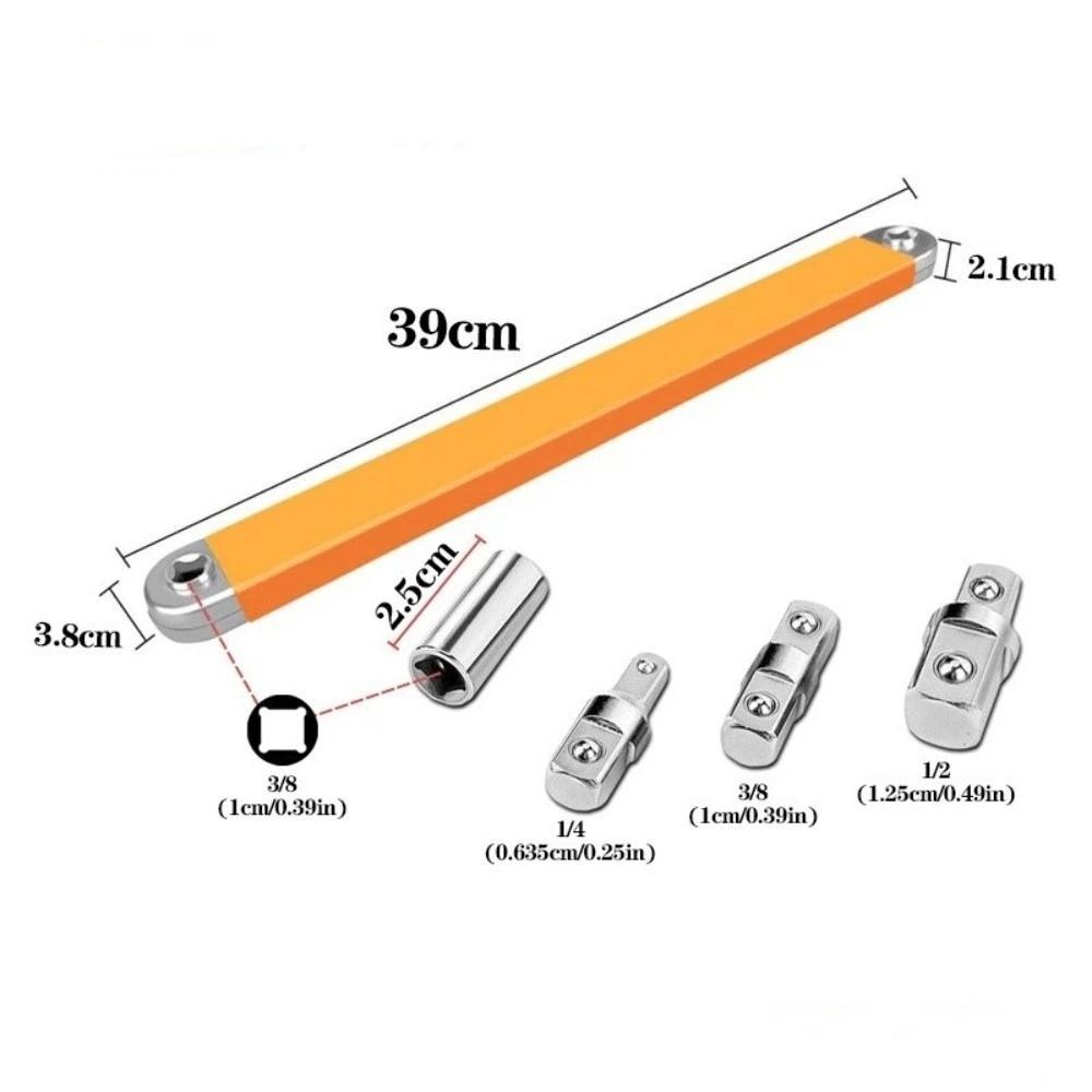 

4 Adapter Dual Purpose Impact Socket Ratchet Professional Offset Extension Wrench Motorcycle помаранчевий