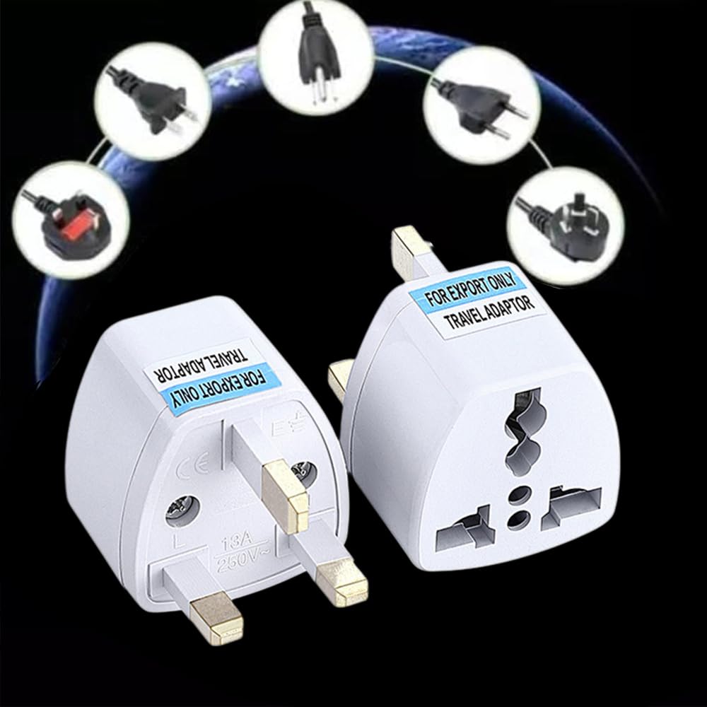 5-Pack International Travel Adapter Plugs (BF Type) - Ideal for International Travel, UK, Singapore, Malaysia, Hong Kong, Macau, and other regions.
