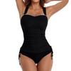 Two-Piece Women's Slim-Fit Bikini: Conservative Solid Color Belly-Covering Swimsuit.