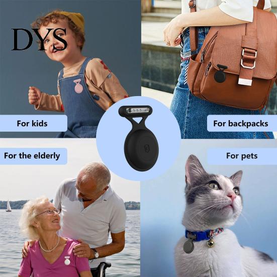 Silicone GPS Tracker Accessory Kids Hidden Case for AirTag Waterproof Anti-loss Locator Holder with Brooch Pin Lightweight Children Elderly Pets Solid