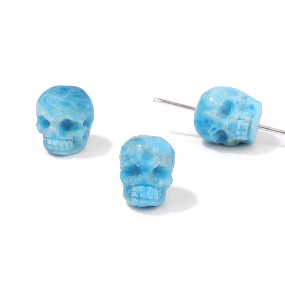 Mini Skull Head Statue Natural Stone Spacer Beads Charm Healing Crystals Reiki Carved Witchcraft Figurine Mineral Accessory Gift