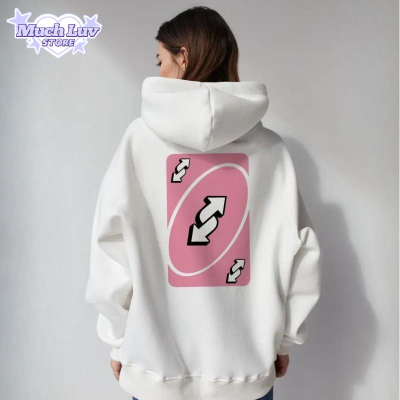 

Худи с принтом Uno Reversal Женская одежда Мода осень-зима Повседневный удобный толстый пуловер Топ Винтаж Y2k 3XL