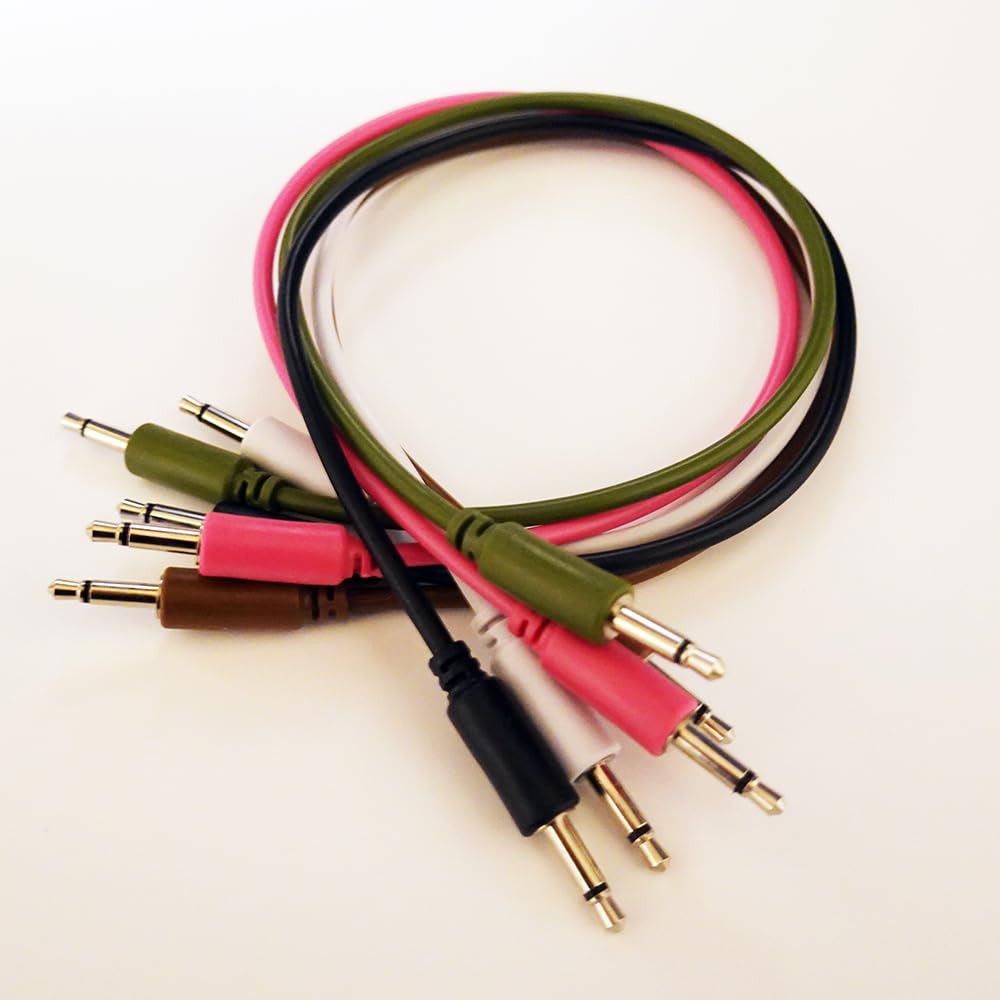 LAMBDA Modular Synth Patch Cable Set Moss (White, Black, Brown, Green, Pink) (15cm)