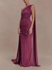 Women's Mesh Patchwork One-Shoulder Cape Slim-Fit Party Dress