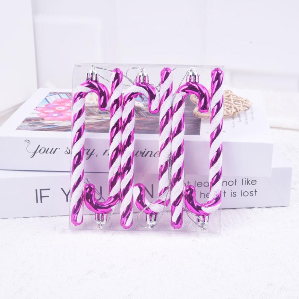 6pcs/box Cute Christmas Tree Decoration Hanging Candy Hook Ornaments Candy Canes Decoration  Holiday