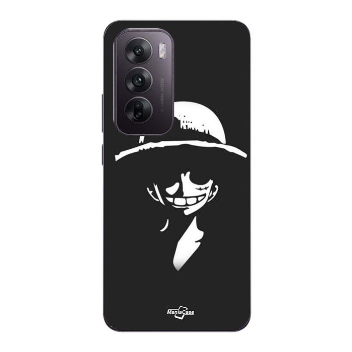 Coque de téléphone - MANIACASE - Oppo Reno 12 pro 5G - Silicone - Noir et blanc - Monkey D. Luffy