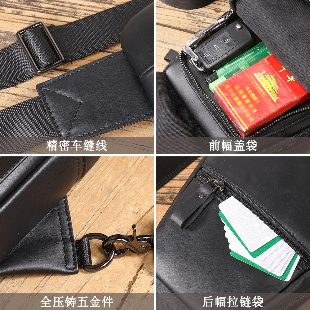 Leather Shoulder Bag, New Top Layer Cowhide Crossbody Bag, Casual Chest Bag, Men's Portable Multifunctional Bag