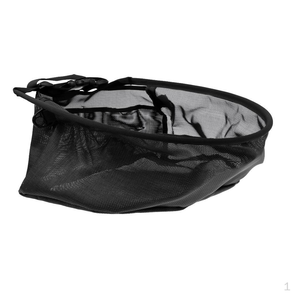 Nylon Fly Fishing Line Tray String Bag Mesh Basket Waist Net with Two Pockets Black