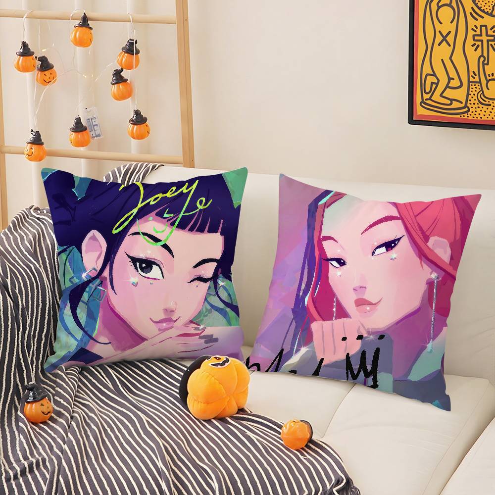 Anime K-Kpop Demon Hunters Pillow Case Sofa Living Room Bedroom Double-sided Printing Square Cushion Nap Time Cushion Cover