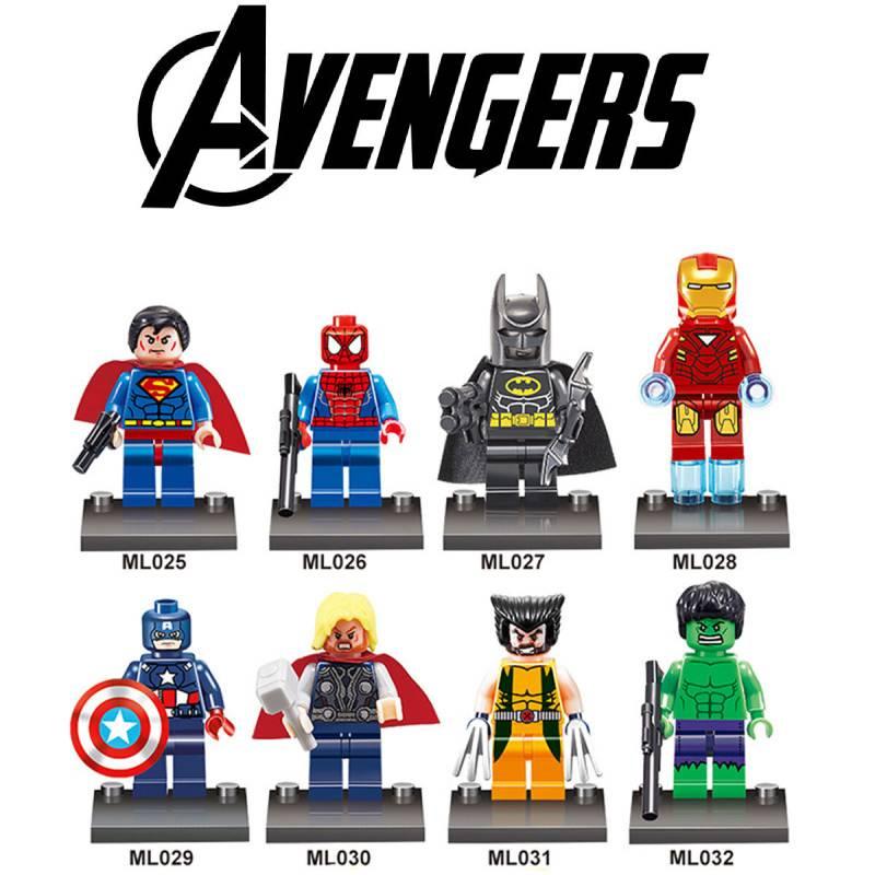High-quality Abs Plastic Avengers Superhero Building Blocks 8 Different Characters In One Set