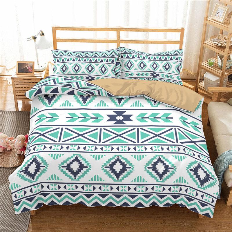 Geometric Bedding Set Bohemian Style Microfiber Abstract Pattern Print Duvet Cover With Pillowcases Teens Adults Bedroom Decor