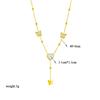 Elegant Gold Plated heart Butterfly Necklace Rectangular Accent Pendants