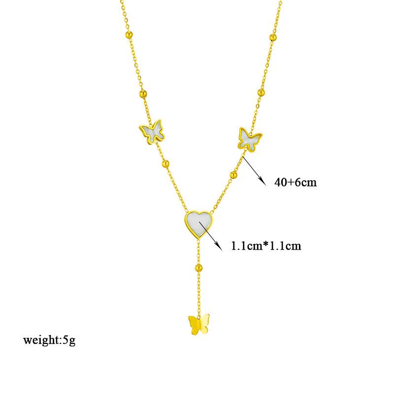 Elegant Gold Plated heart Butterfly Necklace Rectangular Accent Pendants