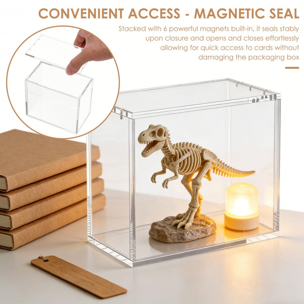 Acrylic Display Box Magnetic Closure Stackable Clear Trading Cards Collectibles Storage Case Figurines and Blind Box Organizer