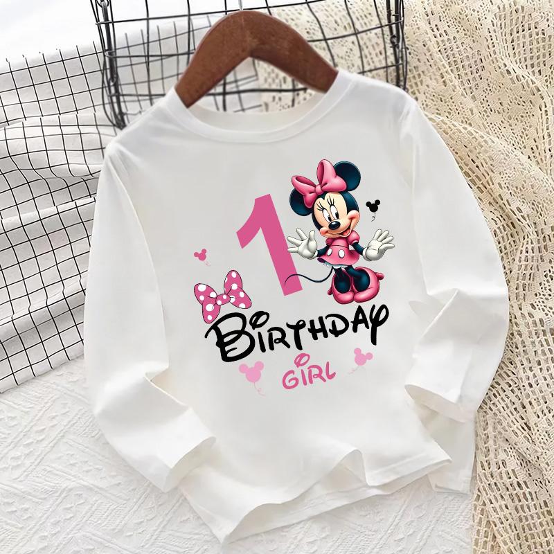 

Minnie Mouse Cartoon Print Cute Children s T-shirt, Happy Long-sleeve Girls Clothing, Baby Boys 100