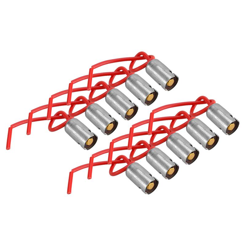 10Pcs BA9S Car Truck SUV Light Bulb Sockets Holders Bases Connectors With Wire Red Universal