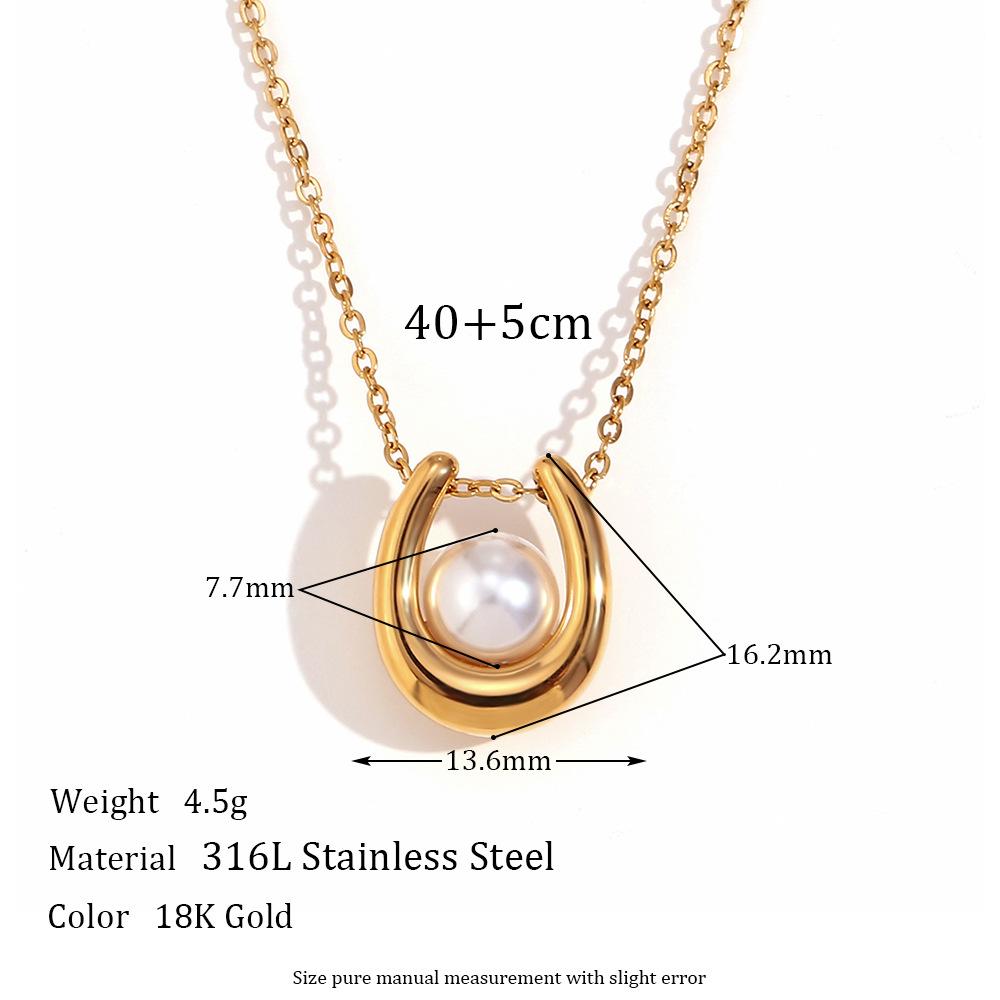 

MamacitaSlay Stainless Steel Imitation Baroque Pearl Pendant OT Buckle Necklaces Women s Elegant Waterproof Neck Jewelry Gift