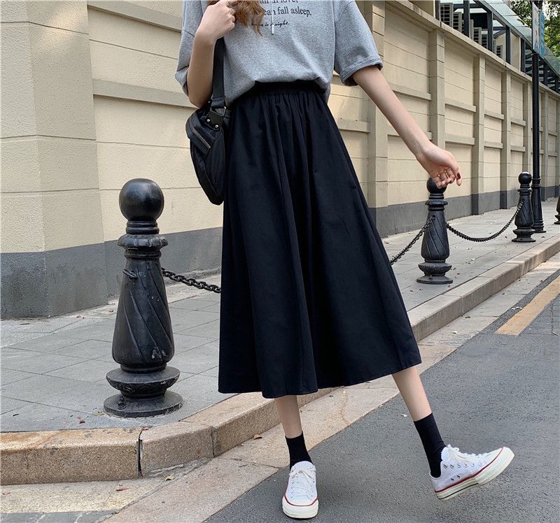 Moteriški balti ilgi sijonai Mada Kišenės Klostuoti Sijonai iki kelių Ruduo 2024 Nauji Kasdieniai Elegantiški Aukštu juosmeniu A silueto Moteriški sijonai