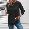 JPNTKY Women's Fashion Casual Solid Color Print Long Sleeve O-Neck Blouses & Shirts