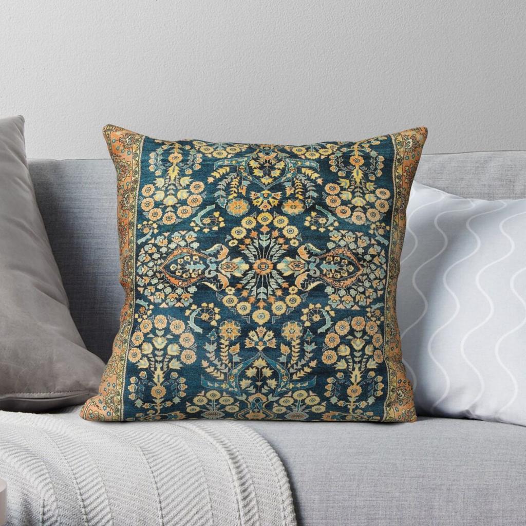 Sarouk Antique West Persian Rug Pillowcase Polyester Linen Velvet Printed Zip Decorative Car Cushion Case 18"