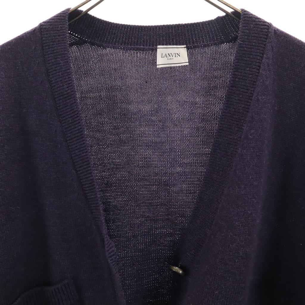 Lanvin Made In Italy Wool Blend Long Sleeve Knit Cardigan S Purple Women Used