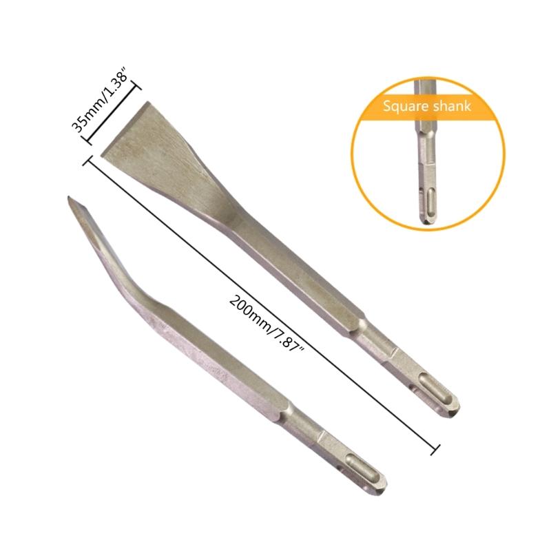 Square Hexagonal Handle Bent Flat Chisel Bit for Electric Pickaxe Head Shovel Hammer Impact Drill Bit (1 Pack)