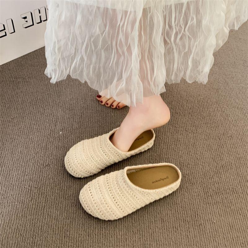 Niche Hand-woven Hollow Breathable Bag Head Slippers Wind Thick-soled Pedals