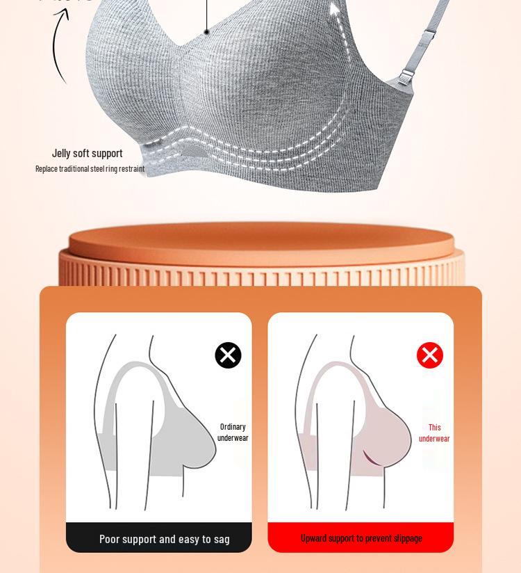 Women's Seamless Wire-Free Bra with Side Support & Anti-Sagging Design