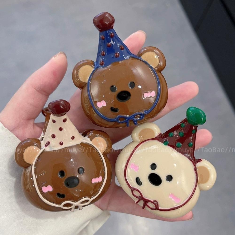 Hairpin Cartoon Hair Claw Acrylic Plastic Grab Clip Cute Bear Hair Clip  Vacation