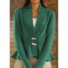 2024 Autumn/Winter Women's Retro Knit V-Neck Cardigan with Ruffle Hem