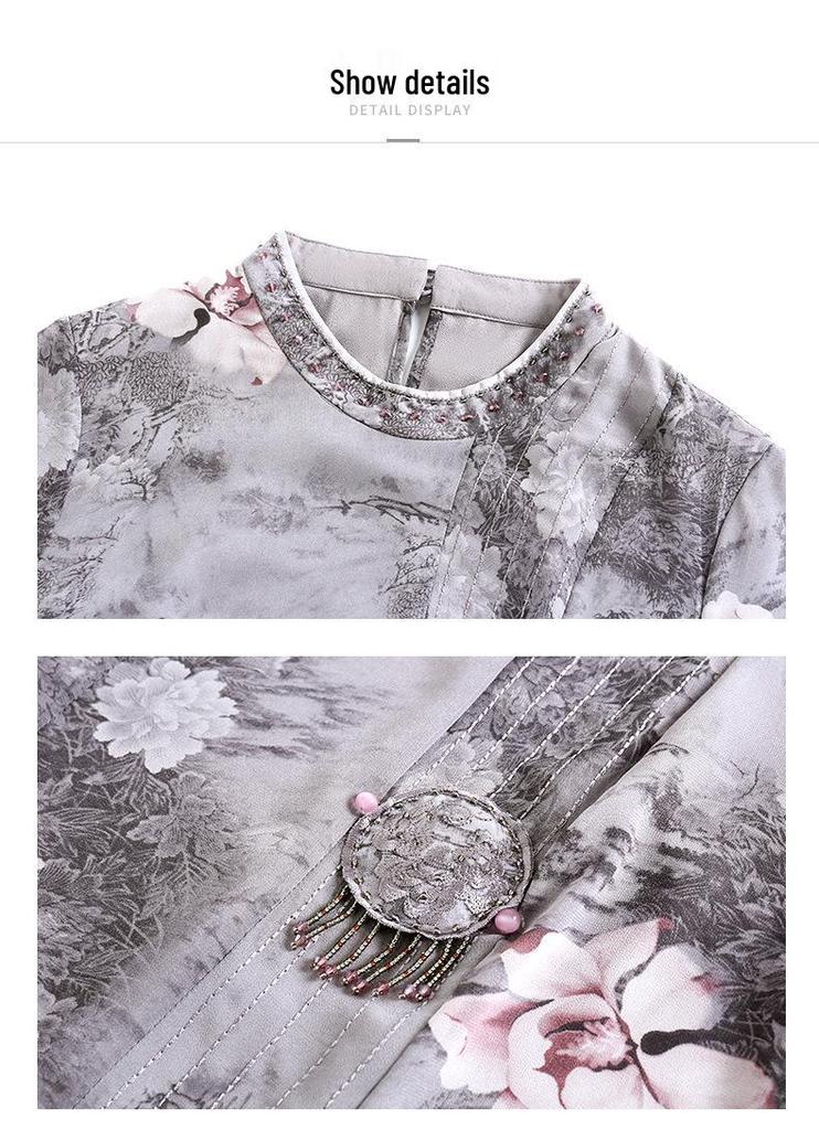 Elegant 2026 Summer Short-Sleeved Dress for Middle-Aged Women