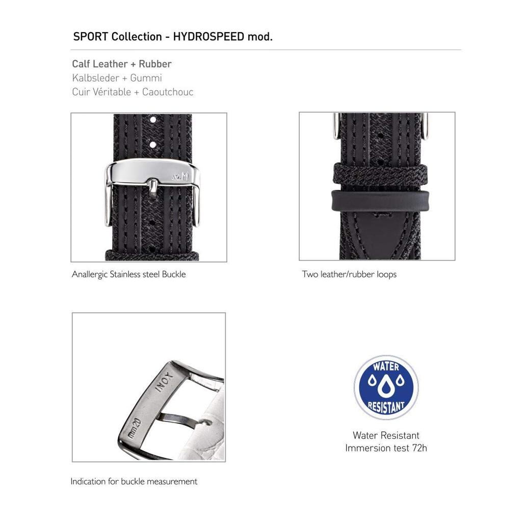 Morellato Genuine Leather Watch Water Resistant for Daily HYDROSPEED Includes Replacement Tool X5395B55019020 Strap, Use, Series, 20mm, Black,