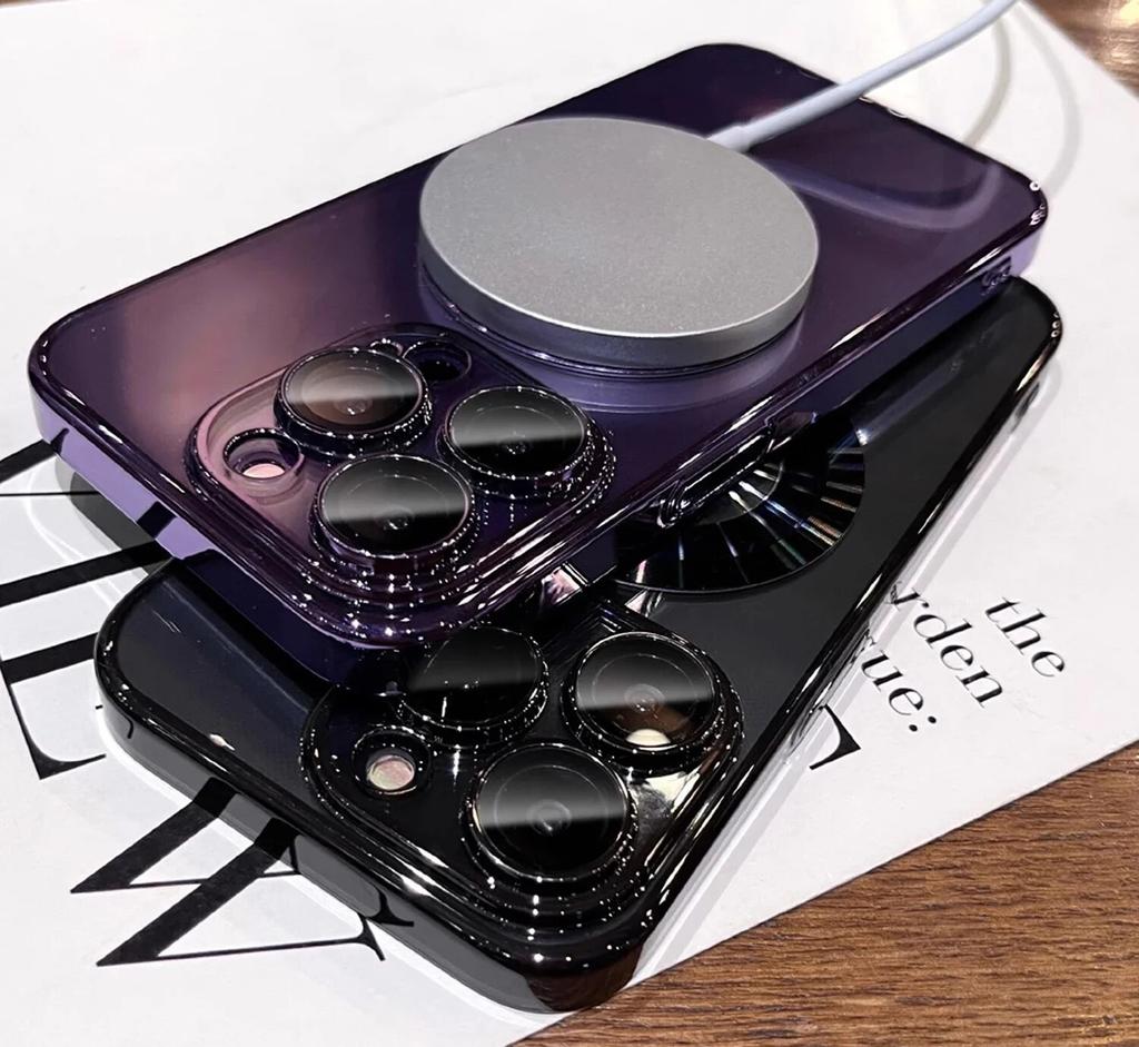 Luxury Magnetic Case With Lens Film For iPhone 14 15 13 12 11 Pro Max Plus Transparent Wireless Charging Protector Phone Cover