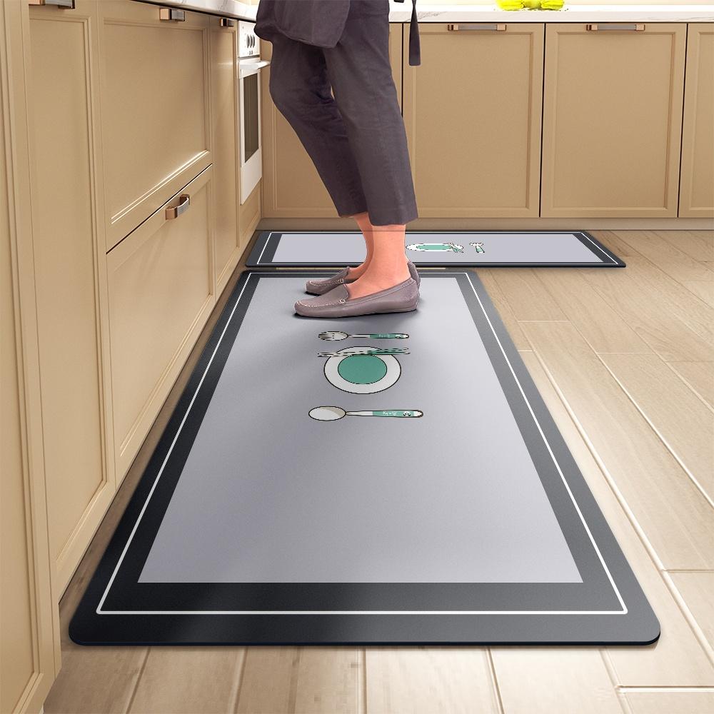 Kitchen Floor Mats Soft Waterproof Non-slip  Bathroom Entrance Foot Mats Household Long Strip Carpet Water-absorbent Floor Mats