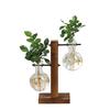 Creative Glass Desktop Planter Bulb Vase Wooden Stand Hydroponic Plant Container Home Tabletop Decor Vases