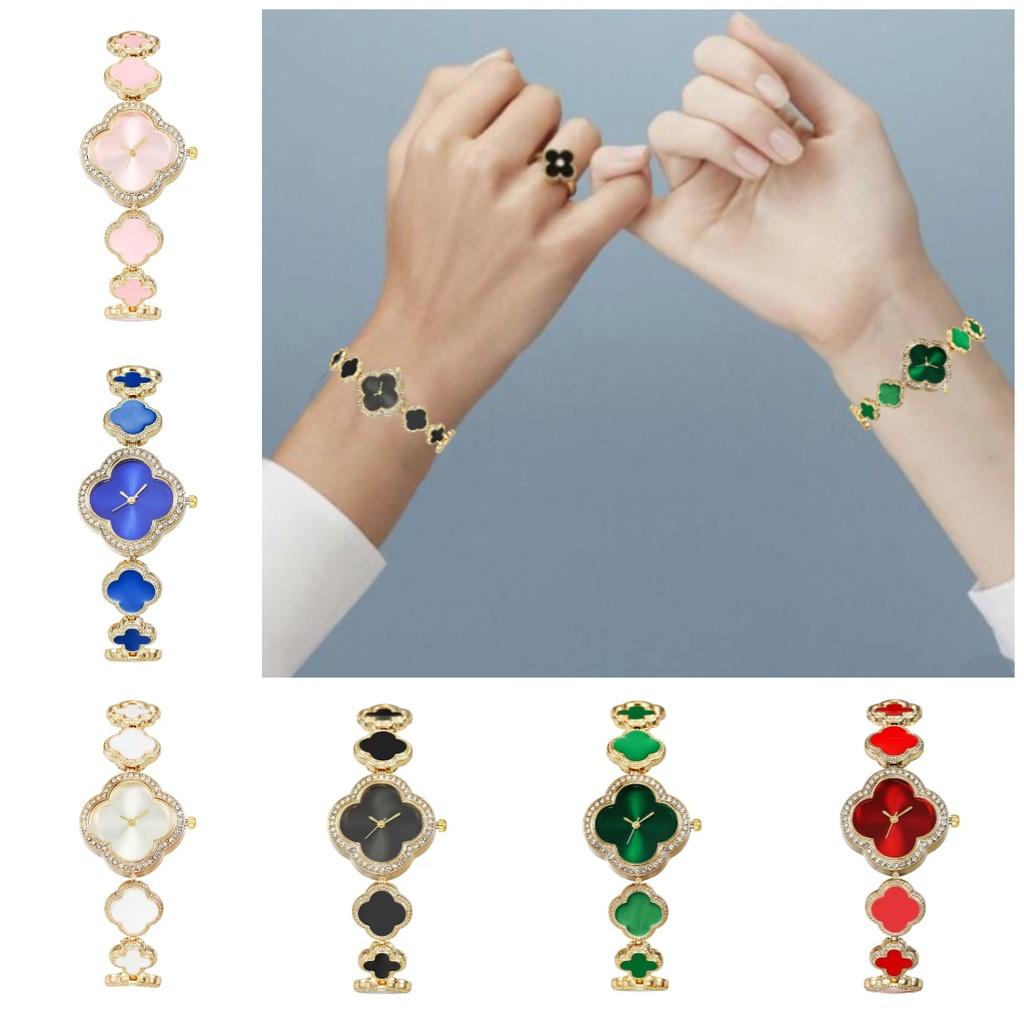 Clover Four Leaf Quartz Watch Leather Alhambra Wristwatch Accessory Gifts Girls