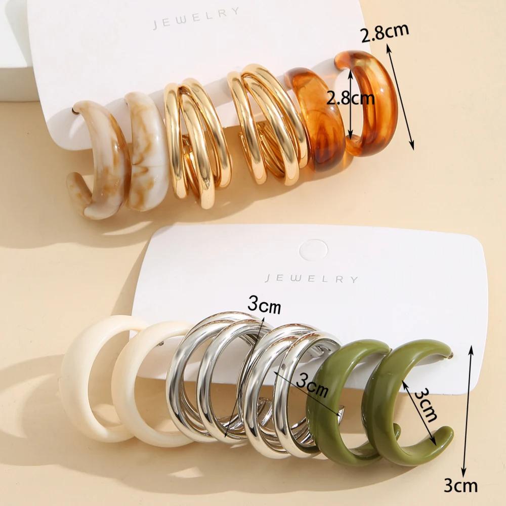 Bohemian Colorful Acrylic Drop Earrings Set For Women Fashion Geometry Earrings 2026 Trend Set of Earrings Party Jewelry