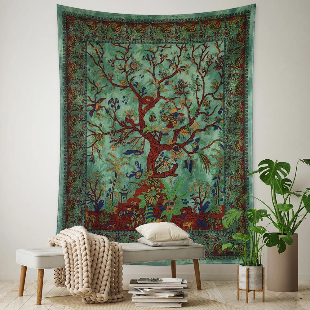 Flying Bird Tree of Life Tapestry Wall Hanging Bohemian Abstract Mysterious Witchcraft Hippie Tapiz Living Room Home Decor