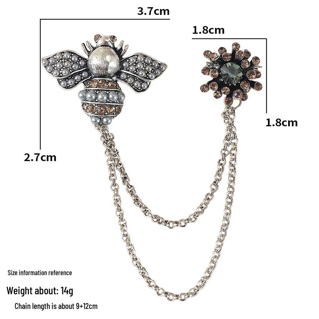 Baroque Rhinestone Pearl Corsage Necklace Brooch - Retro British Court Suit Accessory