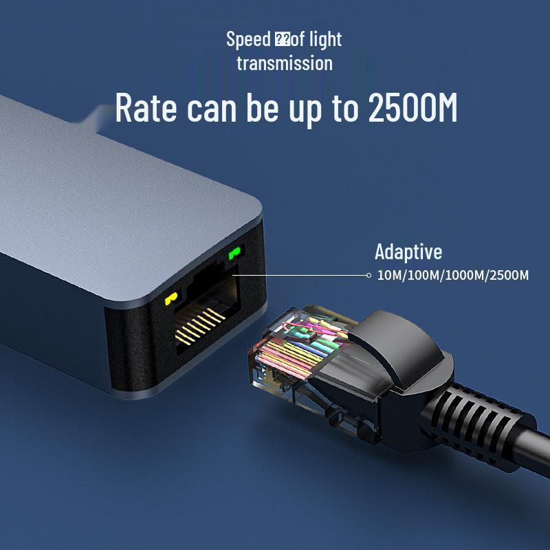 2.5G USB-C Network Card, 3.1 to 2.5G Ethernet Adapter, 2500M High-Speed Data Transmission.