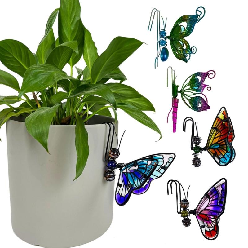 Butterflies Wall Hanging Planter Decors Metal Wall Mounted Planter Garden Yard Decorative Flower Pots Indoor Outdoor