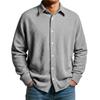 Spring Autumn Chic Men Casual Shirt Fashion Lapel Waffle Solid Color Breathable Loose Long Sleeve Shirts