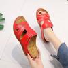 Women's Shoes 2 Summer New One-character Hollow Fish Mouth Wedge Heel Velcro Cool Slippers Women's Large Size Women's Shoes